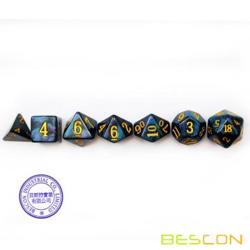 Bescon Starry Night Würfel Set Serie, 7tlg. Polyedrisches RPG Würfel Set von MIDNIGHT, Tinbox Set