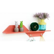 23853Rust red wall mounted shelf with hooks