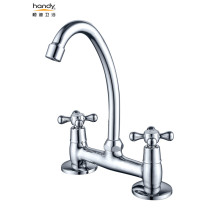 ရေချိုးခန်းနှစ်ဆ Faucet Basin Mixer ကိုကိုင်တွယ်သည်