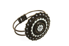 Flower antique gold plated bangles with diamond