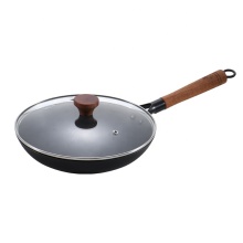 Iron Pan with Nitriding Wood Handle Cookware