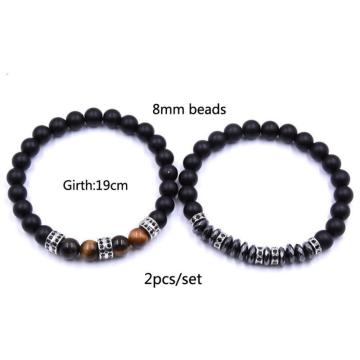 2PCS Black Beads Bracelet