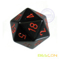 Opaque Black Polyhedral 20 Sides Dice with Red Numbers