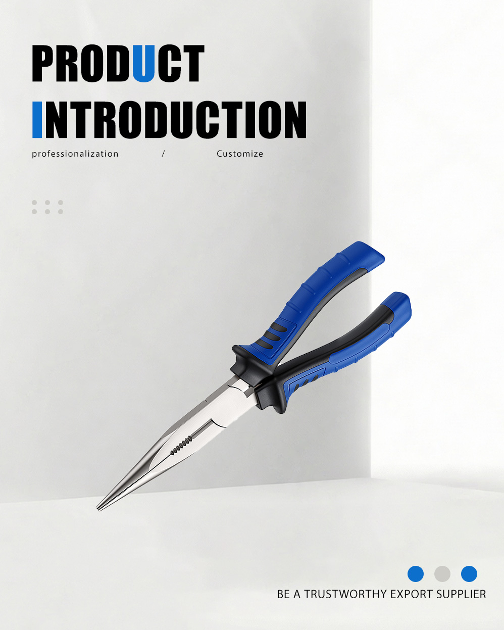 كماشة بإبرة على الطراز الأوروبي 8 بوصة (55#) 8“ European Style Needle Nose Pliers(55#)