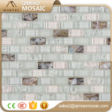 Modern Home Decor 15x30mm Strip Sea Shell Blue Shell Mix Glass Mosaic Tile