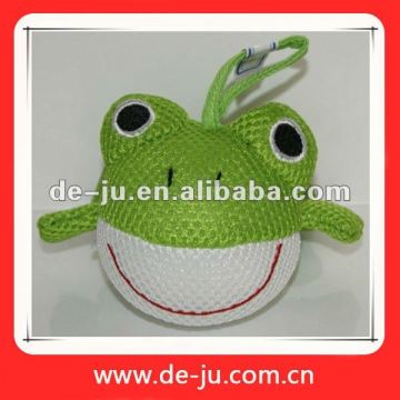 Green Frog Shaped Soft Animal Mesh Sponge