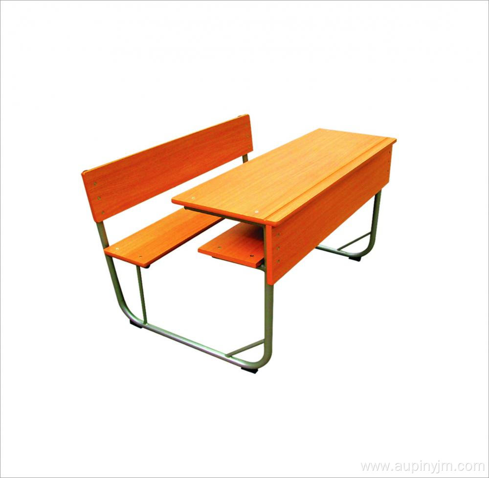 School MDF attached single student desk with bench