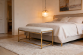 Luxurious Upholstered Bench with Golden Stainless Steel Legs