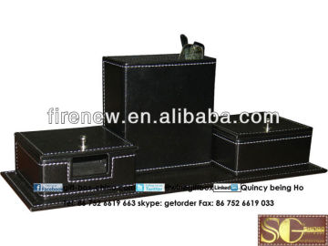 Leather desk organizer stationery box