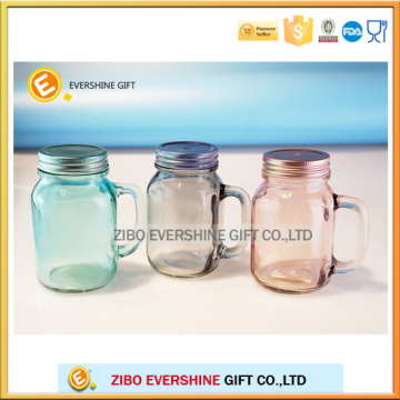 glass mason jar with handles and straw beverage juice jar