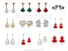 Fan Shaped Earrings Love Heart Earrings Panda Earrings