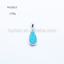 925 sterling silver Blue fire opal water drop pendant