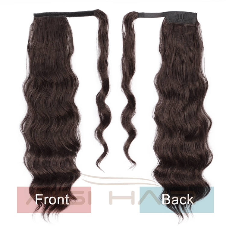 Aisi Afriacan Pre Stretched Body Wave High Temperature Long Ponytail Synthetic Hair Extension Clip In Fiber Wigs