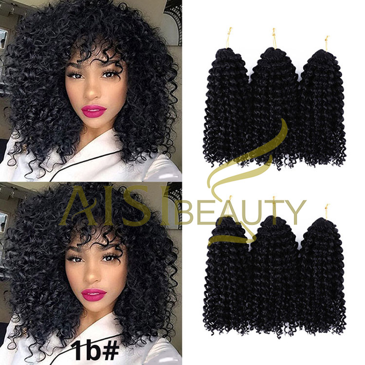 Aisi Beauty Wholesale 8 Inch High Quality Marly Bob Heat Resistant Fiber Kinky Curly Synthetic Crochet Braiding Hair Extensions