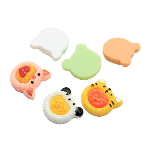 Kawaii Animal Head Food Mischharz Cabochon Flatback Tigerfrosch Handwerk für Kinder Haarnadel Herstellung Scrapbook Dekorationen