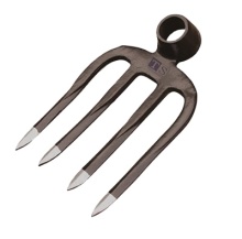 4 Prong Garden Fork Hoe with Wooden Handle