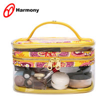 Clear PVC zippered cosmetic train makeup beauty case