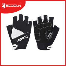Wholesale Comfortable Gel White Leather Bicycle Gloves Short Finger Cycling Gloves