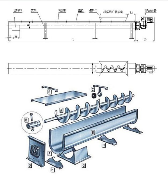 Small seed soybean screw conveyor