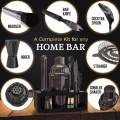Black Bamboo Wood Display Stand For Home Bartender Kit Bar Set