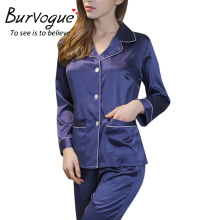Burvogue Womens Nightdress Pure Silk Pyjamas Set Comfortable Loungewear Wholesale