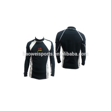 custom printed rash guard with high stretch lycra UV 50+ protection