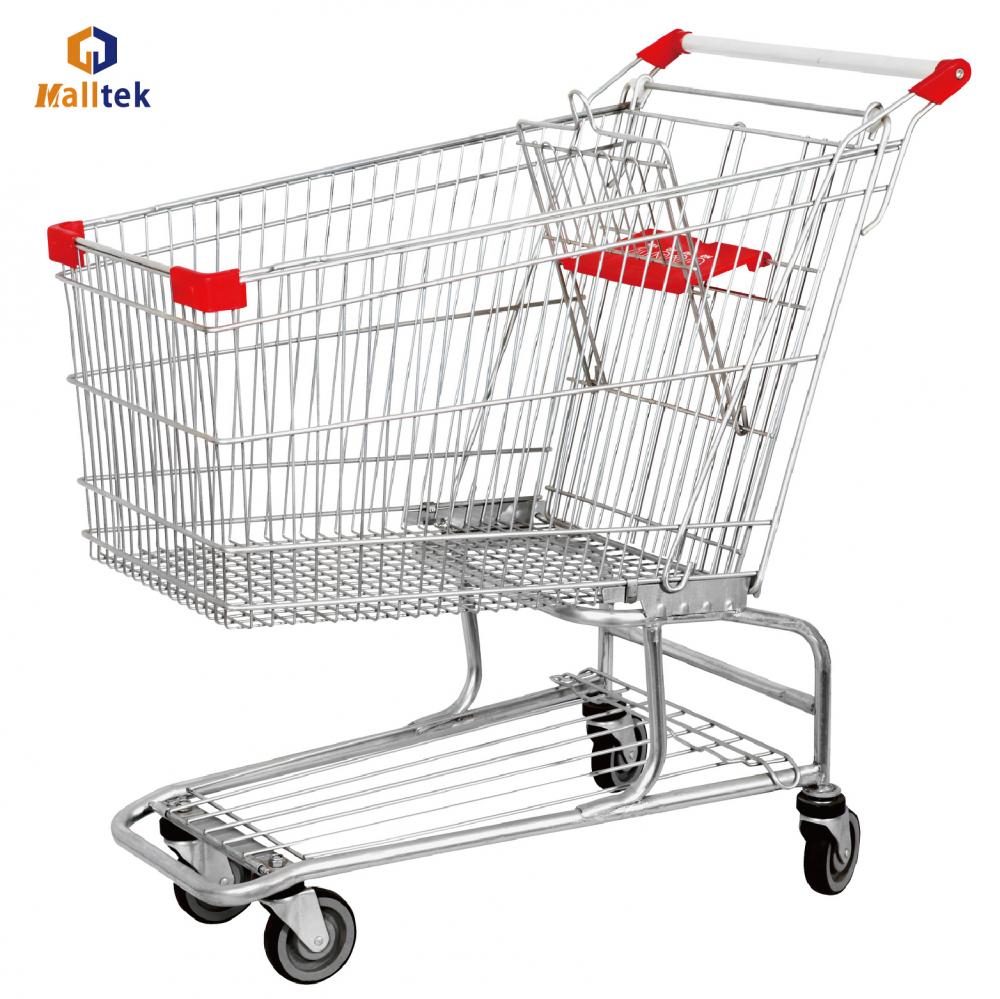 Zinc Plated Retail Metal Supermarket Shopping Cart