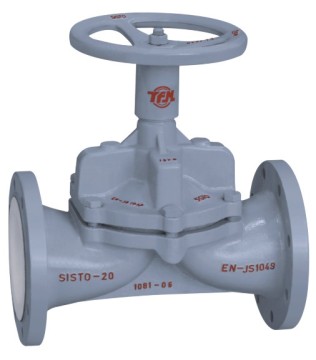 PFA Lined Diaphragm Valve Weir Type