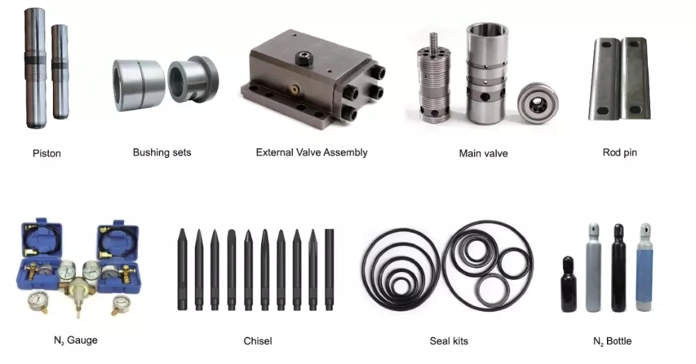 Furukawa F19 F22 F35 Hydraulic Rock Breaker Piston, Rod Pin, Bush