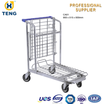 Warehouse Steel Material Platform Cart 4 Wheel Hand Push Cart