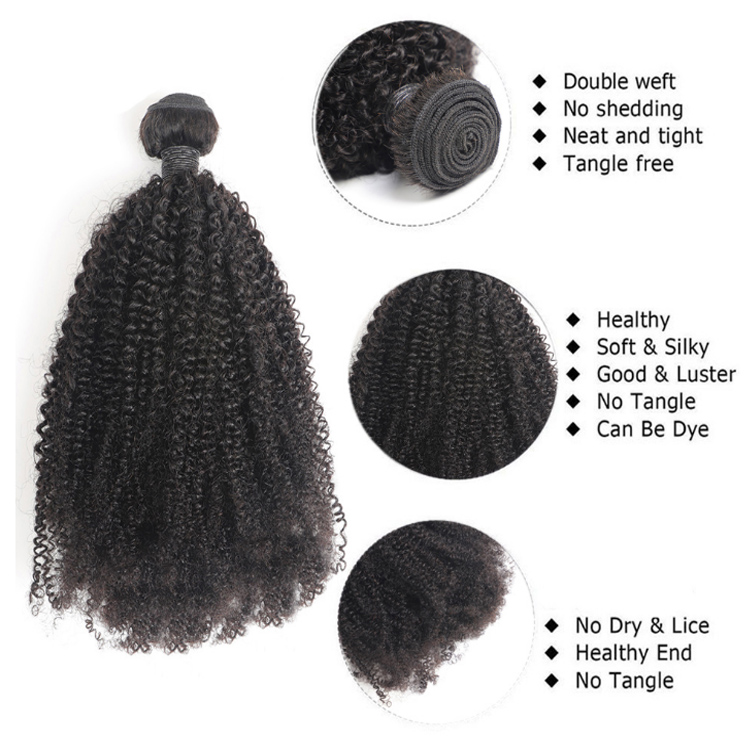 Lsy Mongolian Afro Kinky Curly Hair Bundles 4A 4B 4C Human Hair Bundles 3 PCS 8-20inch Remy Hair Weave Extensions Can be Dyed