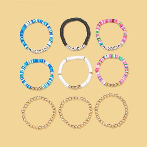 8Pc Assorted Resin Beads Stretch Bracelets Acrylic Resin Beads Tower Tassel Bracelet for Girl Women