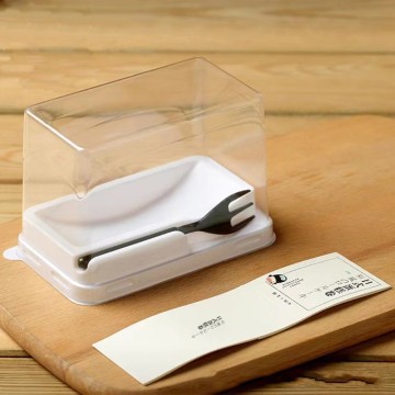 Disposable PET Plastic Swiss Roll Container - Transparent Rectangular Dessert Box