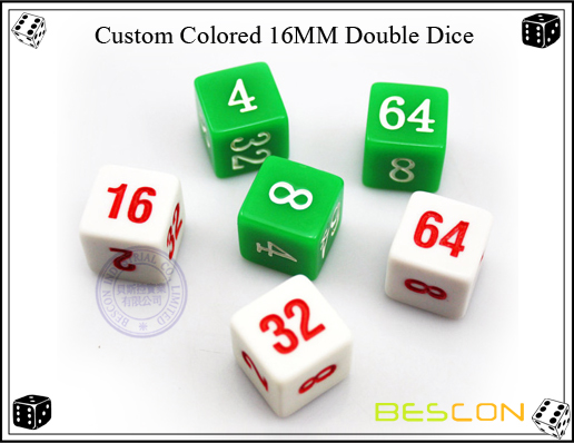 Custom Colored 16MM Double Dice Custom Colored 16MM Double Dice