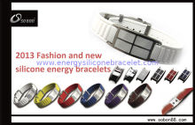 Health Fashiion Ion Silicone Stainless Steel Braclet With Magnetic