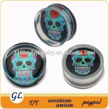 TP02975 saddle piercing transparent acrylic skull acrylic plug earrings , piercing body jewelry