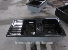 Black granite undermount corner granite kitchen sink