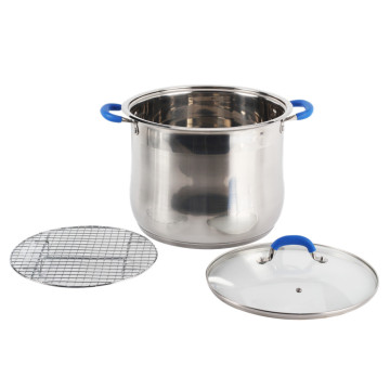 Stock Pot with Strainer and Transparent Glass Lid