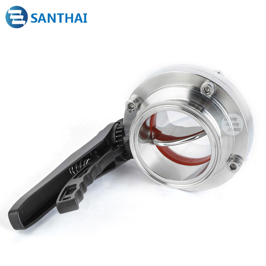 High Quality food grade Tri Clamp Sanitary Stainless Steel Butterfly Valve with Plastic Multi-Position handle