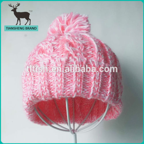 Pink cable chunky knit beanie