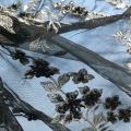 Black Tulle Handmade Beaded Flower Fabric