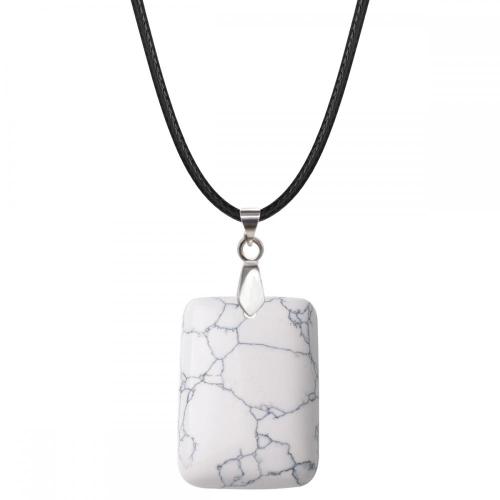 Howlite 25x35mm Rectangle Stone Pendant Necklace for women Men