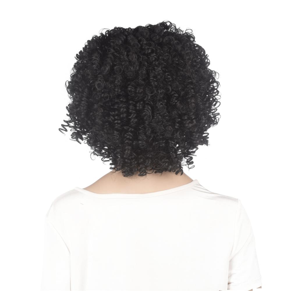 MYZYR's own brand 12-inch heat-resistant curly hair synthetic African wig, cheap high-quality synthetic wig supplier (black)