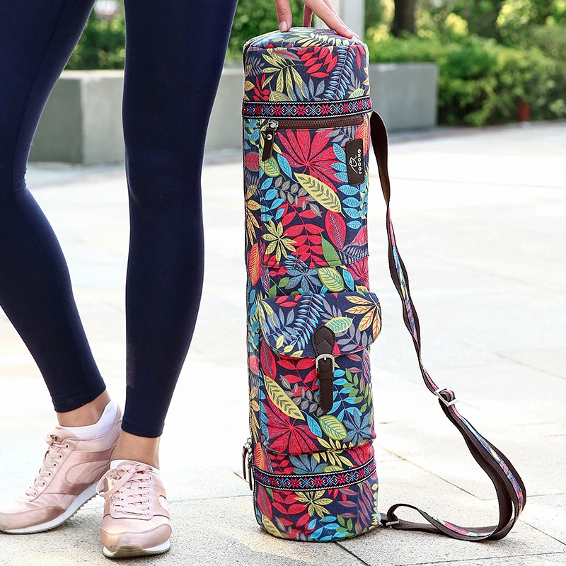 Wholesale Custom Large Capacity Printed Canvas Sling Yoga Mat Bags for Large Yoga Mats Bag