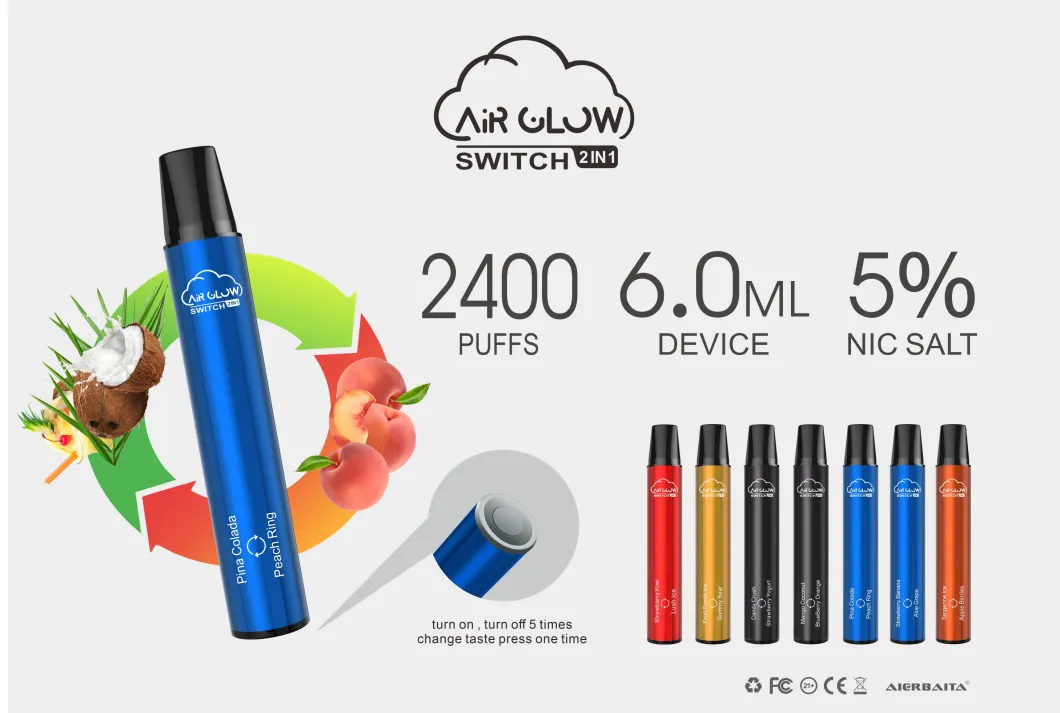 Air Glow Switch 2 Flavors in 1 Pen Dual Flavors Disposable Vape with Micro USB Charger