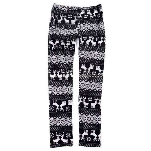 women's fleece lined leggings snowflake print