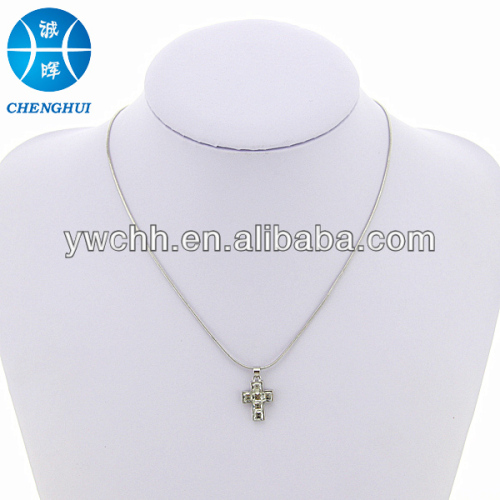 Silver necklace with diamond cross necklace