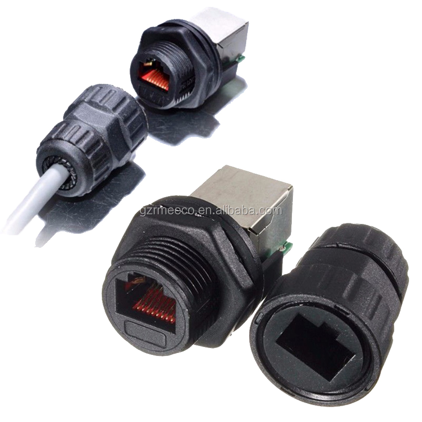 IP67 M22 CAT6 Ethernet Waterproof RJ45 Connector Female to Female Two Caps Shield rj45 pass through connector