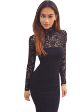 Black Elegant Woman Lace Long Dress