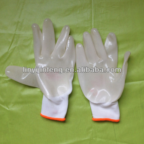 13G polyester knitted bright white pvc coated glove